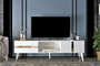 Hanah Home Soporte de TV Vania Blanco y Dorado